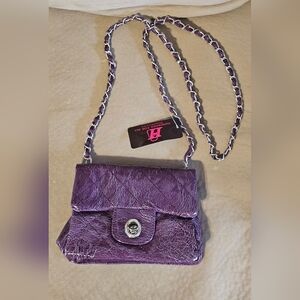Purple Textured Women's Crossbody or Shoulder Purse Bag